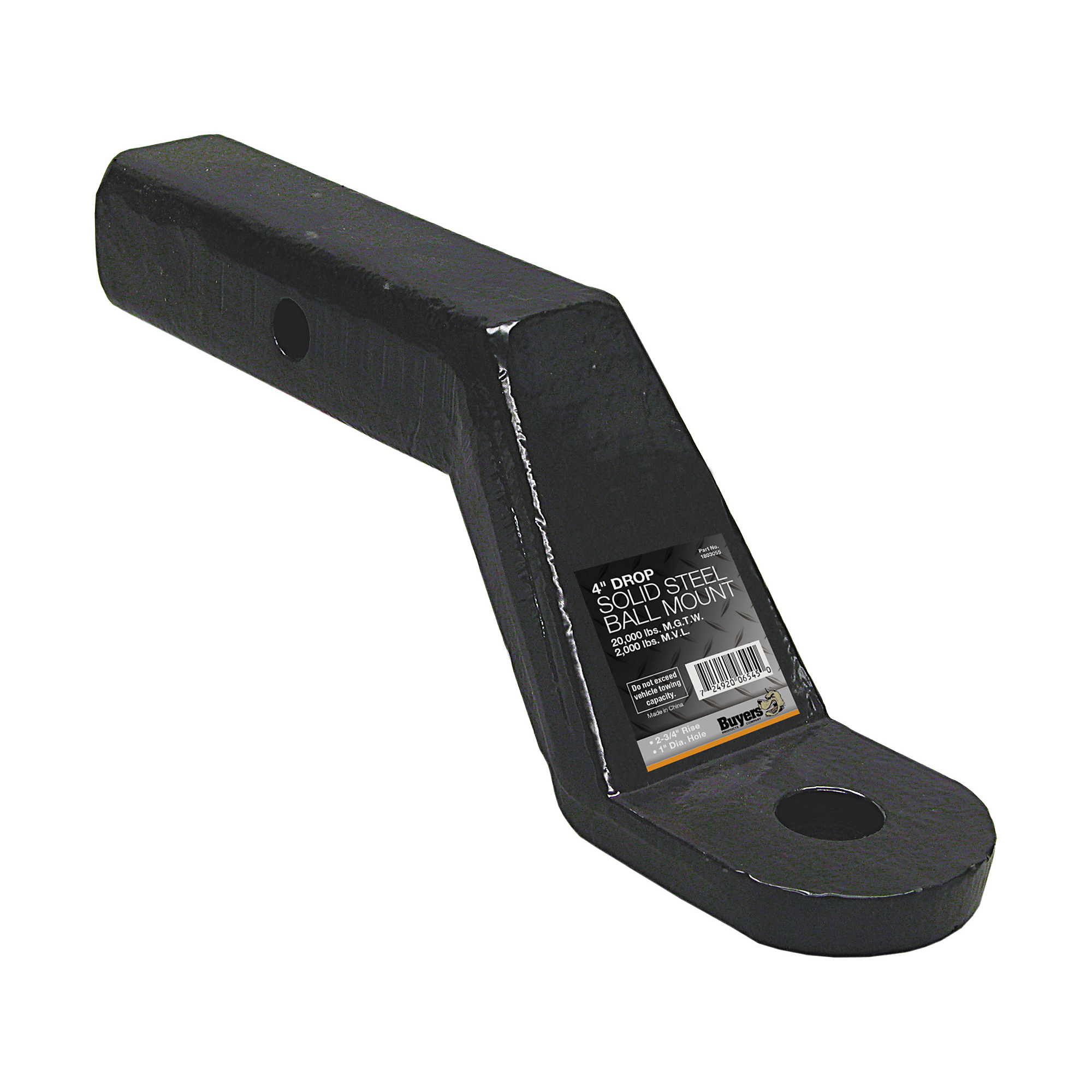 Buyers Products, 2in. Ball Mnt 4in. Drop x 7-7/8in. Tube For 1in. Hole, Model# 1803055